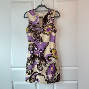 kate spade purple floral dress Kate Spade Dress 4 belt Floral Sleeveless white purple yellow ruffle cotton  silk